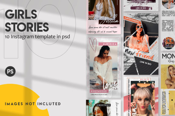 10 Girls Instagram Stories Template Set for Business Promotion